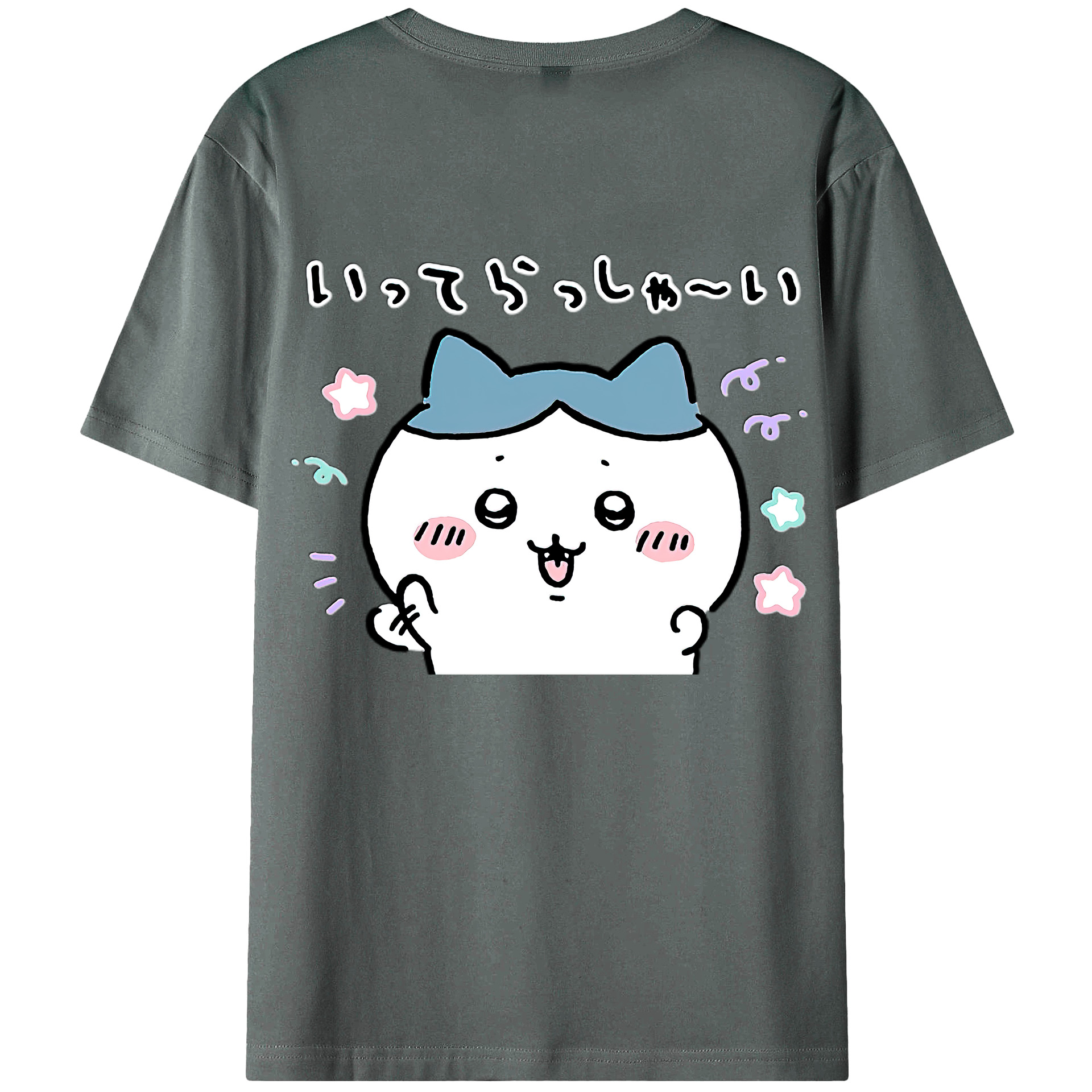 （画像用） ちいかわ ハチワレ Chii-kawa hachiware 綿100％ メンズ半袖Tシャツ（バックプリント） 通気性